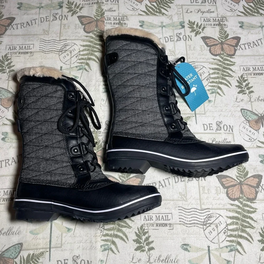 JBU‎ by Jambu Chilly Water Resistant Black Herringbone Winter Snow Boots